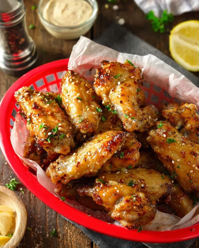 Delicious garlic parmesan buffalo wings served for game day