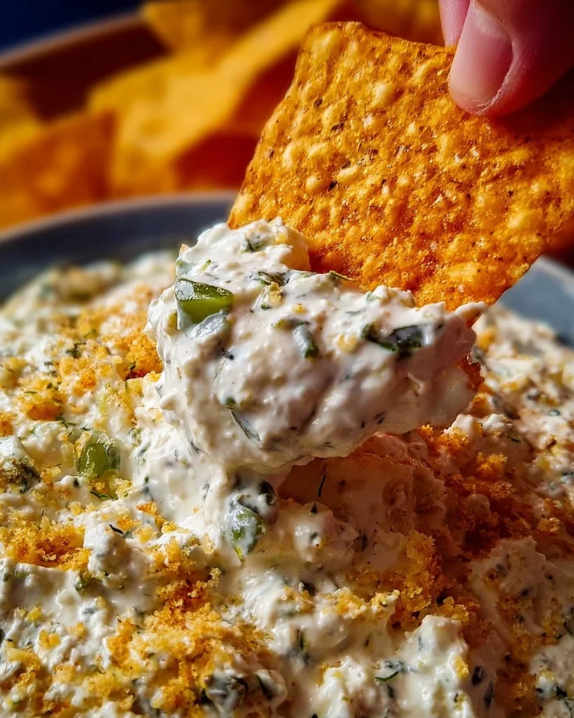 Creamy Doritos dip served in a bowl with tortilla chips on the side.