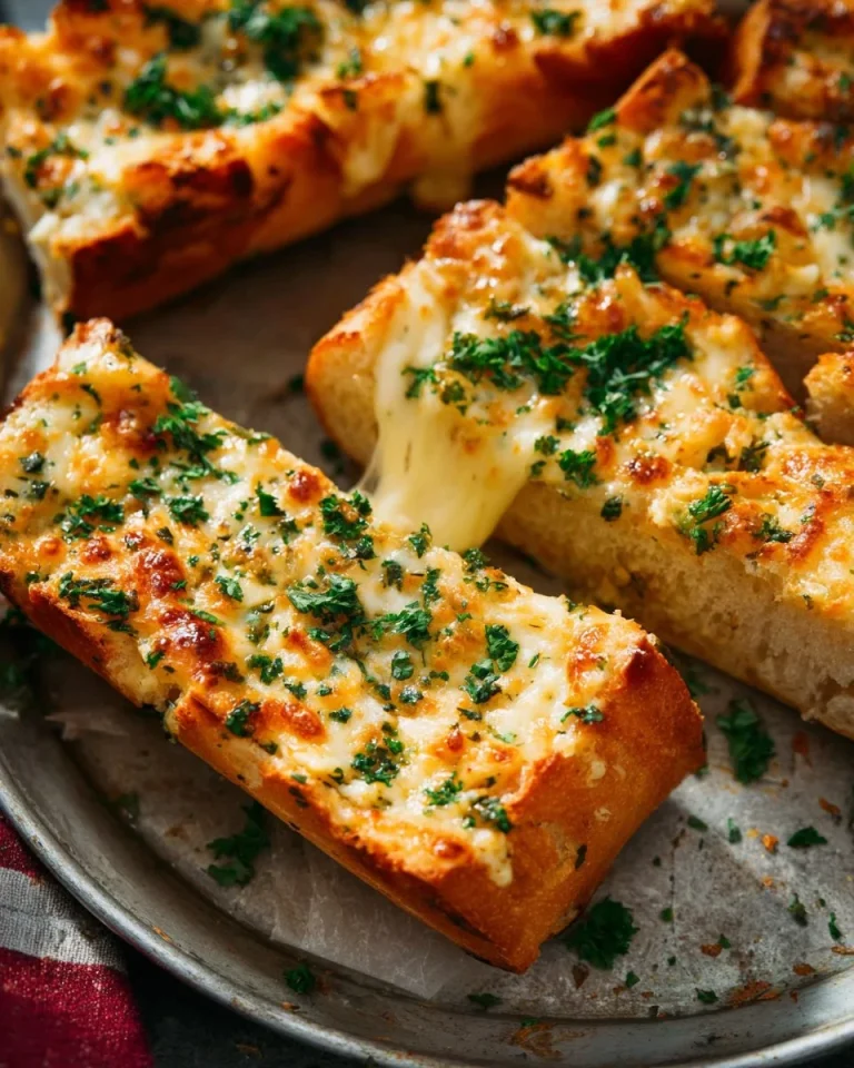 Delicious easy cheesy garlic bread fresh out of the oven