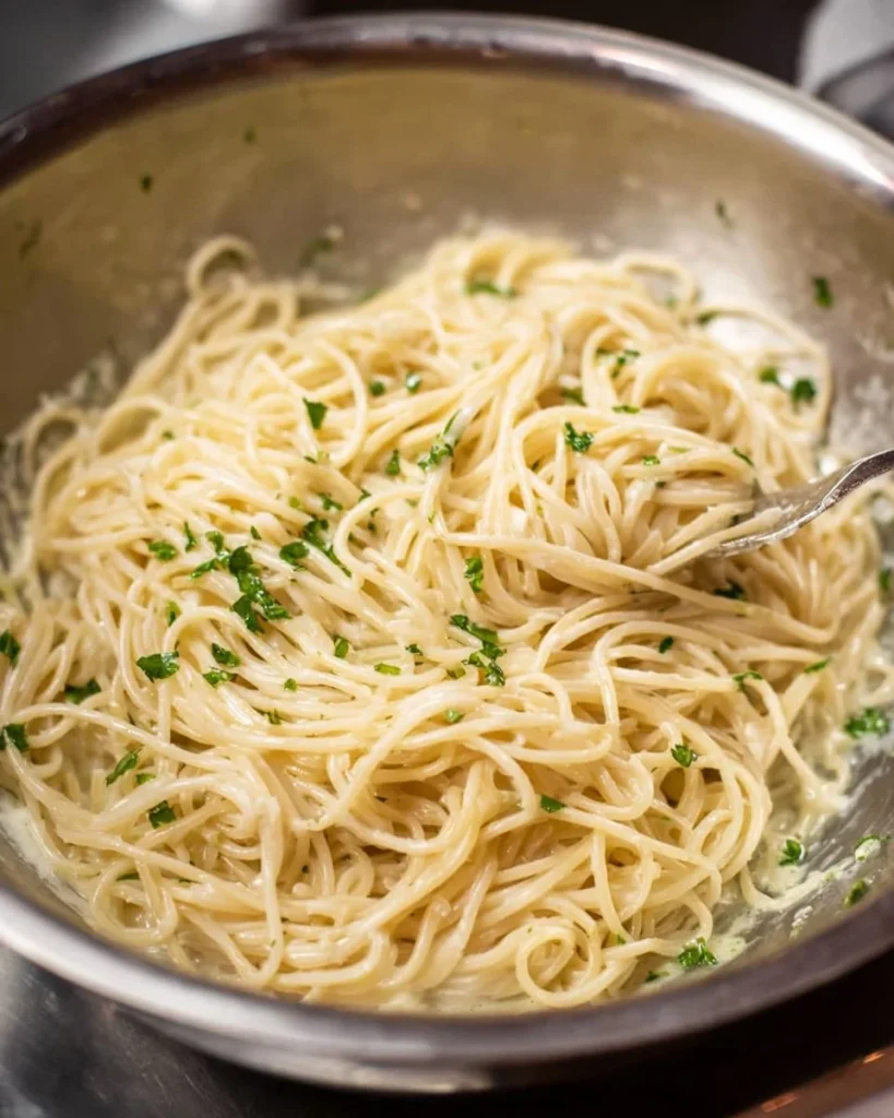 Delicious Garlic Parmesan Pasta recipe cooked in one pot.