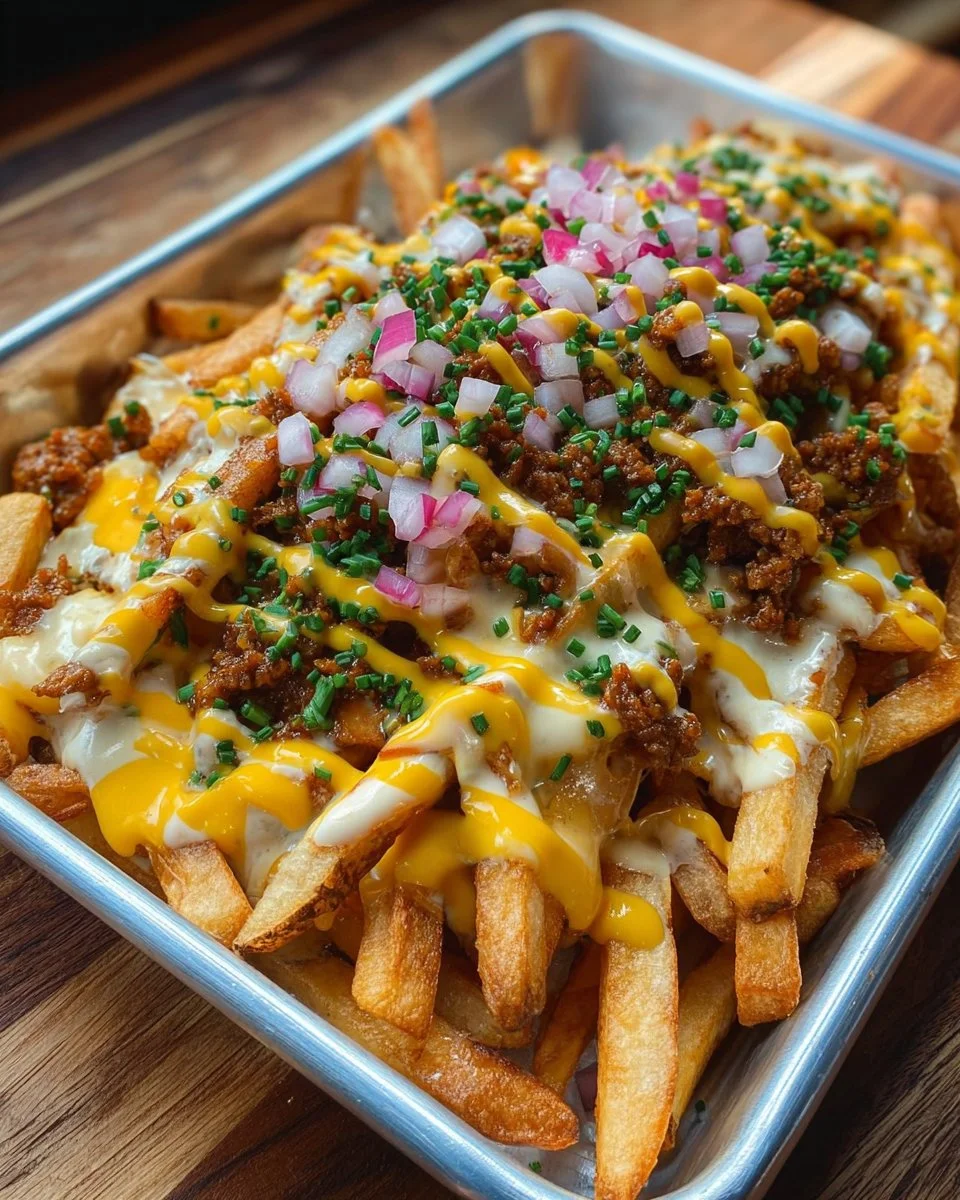 Delicious In-N-Out Animal Style Fries topped with cheese and special sauce.