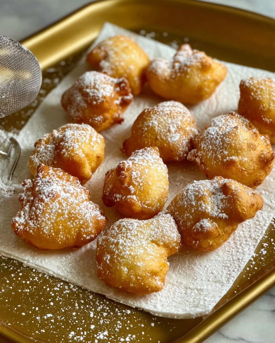 Delicious Italian Zeppole pastries with cream filling and powdered sugar