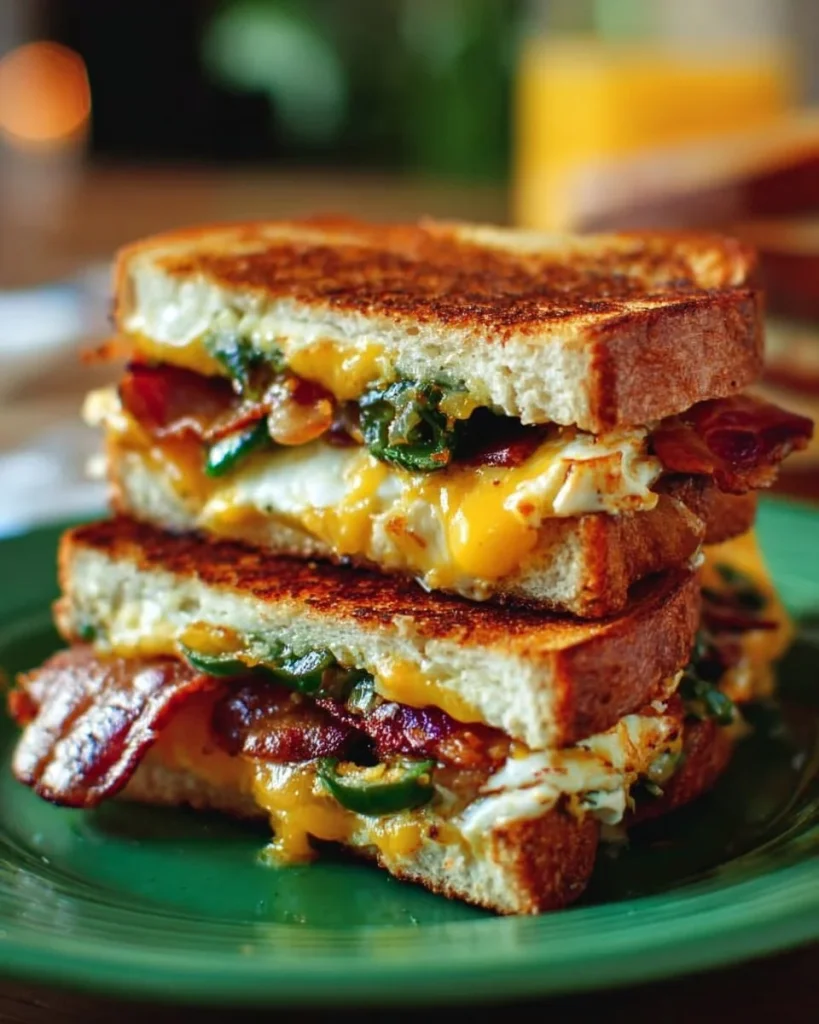 Jalapeno popper sandwich with melted cheese and crispy jalapenos