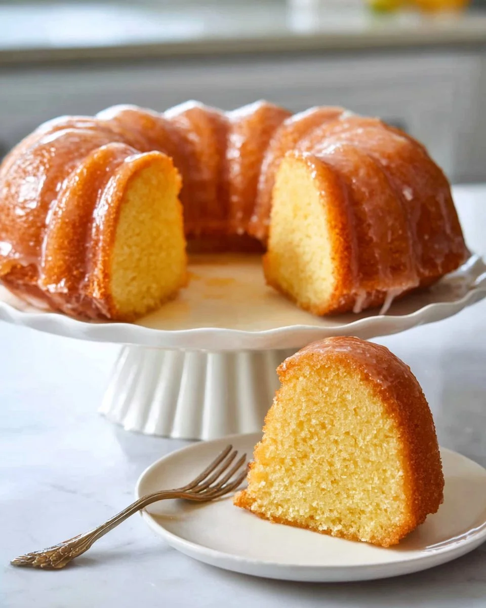Delicious slice of Kentucky Butter Cake with a buttery glaze and rich texture