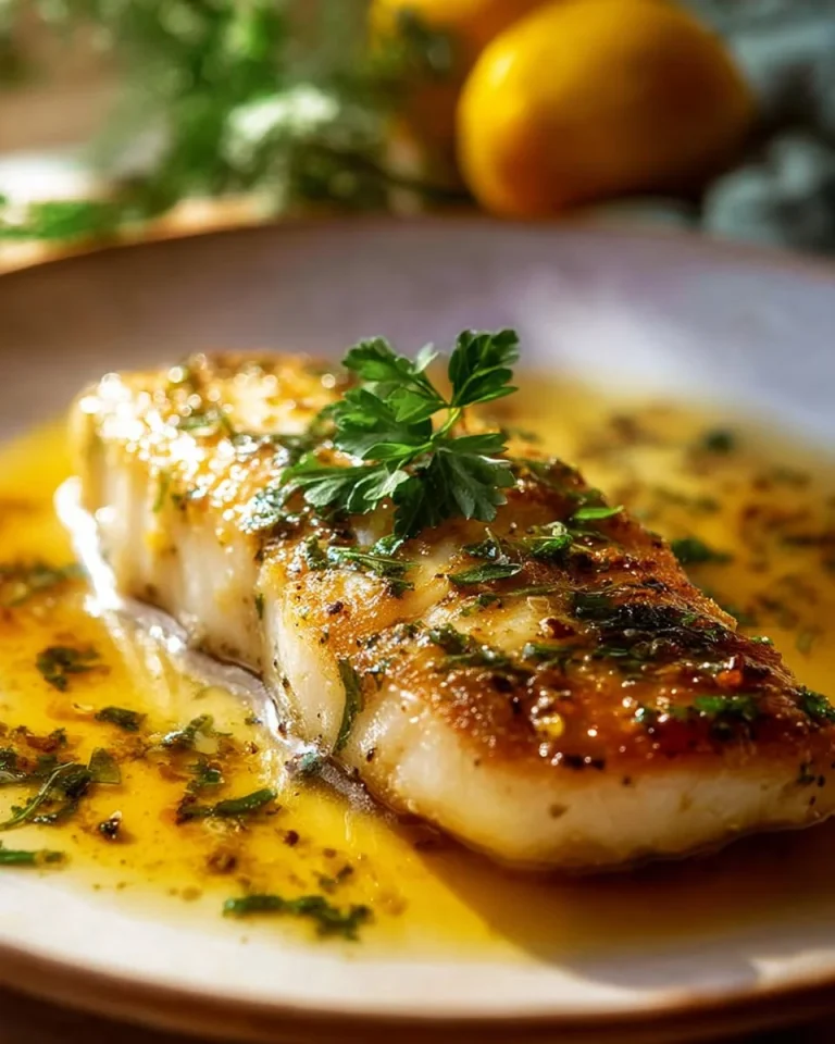 Lemon Butter Sauce drizzled over grilled fish fillets