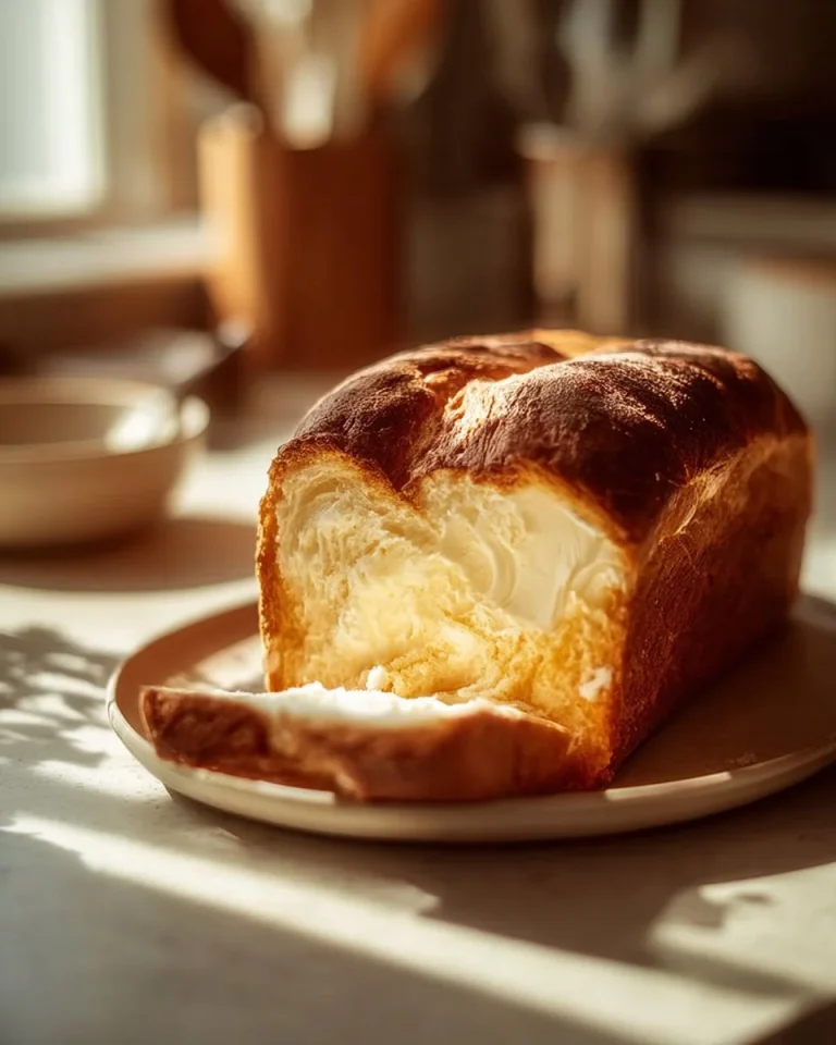 Slice of Lemon Cream Cheese Bread on a plate with fresh lemons