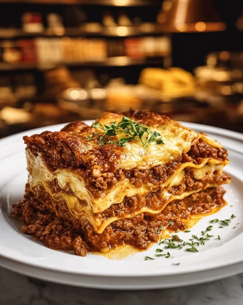 Delicious Million Dollar Lasagna with rich layers of cheese and sauce