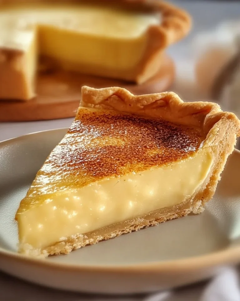 Classic Old-Fashioned Vanilla Custard Pie with a flaky crust and creamy filling
