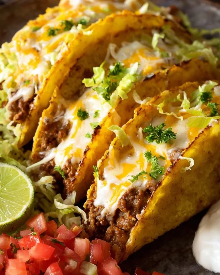 Old School Beef Taco served on a plate with fresh toppings