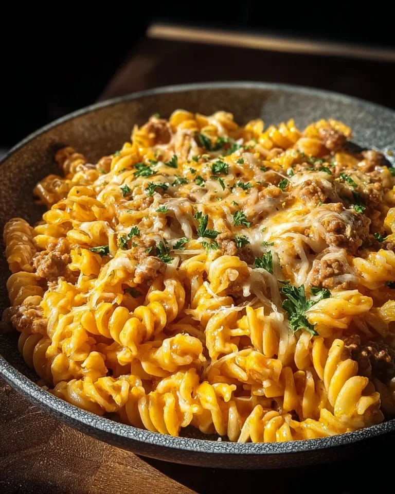 Delicious one-pot garlic butter beef pasta served with herbs and parmesan.