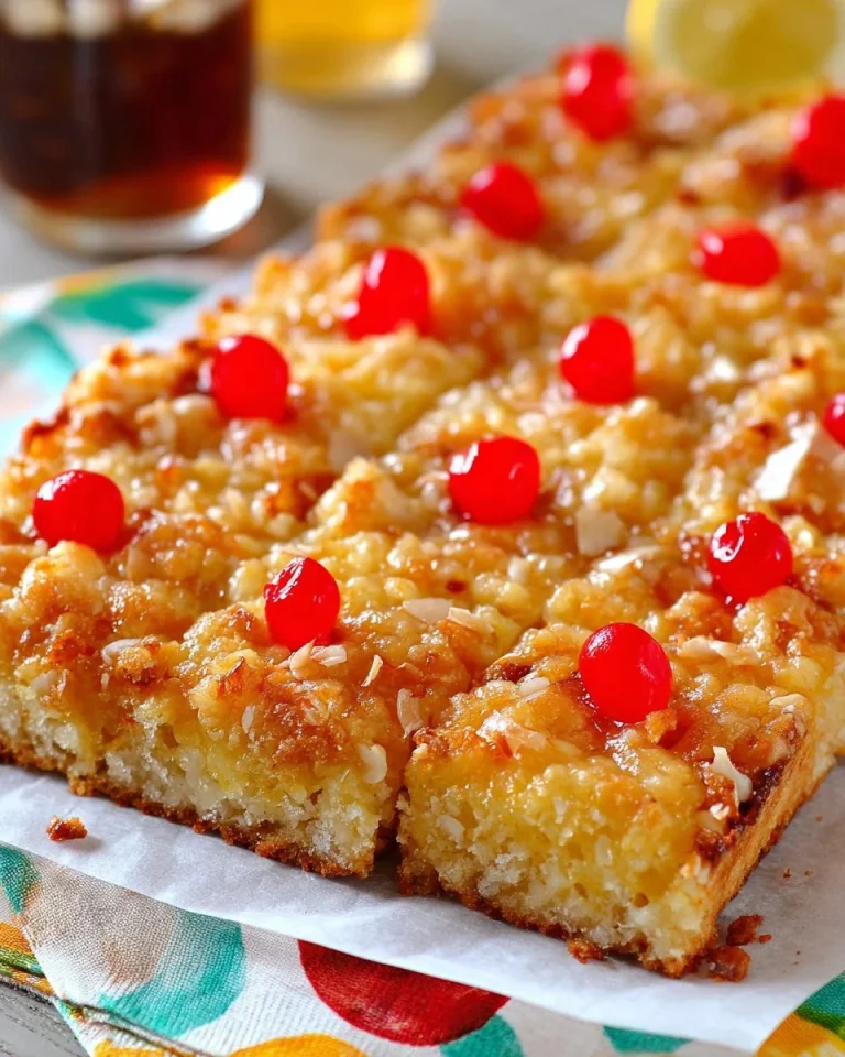 Pineapple Coconut Magic Bars fresh and ready to enjoy