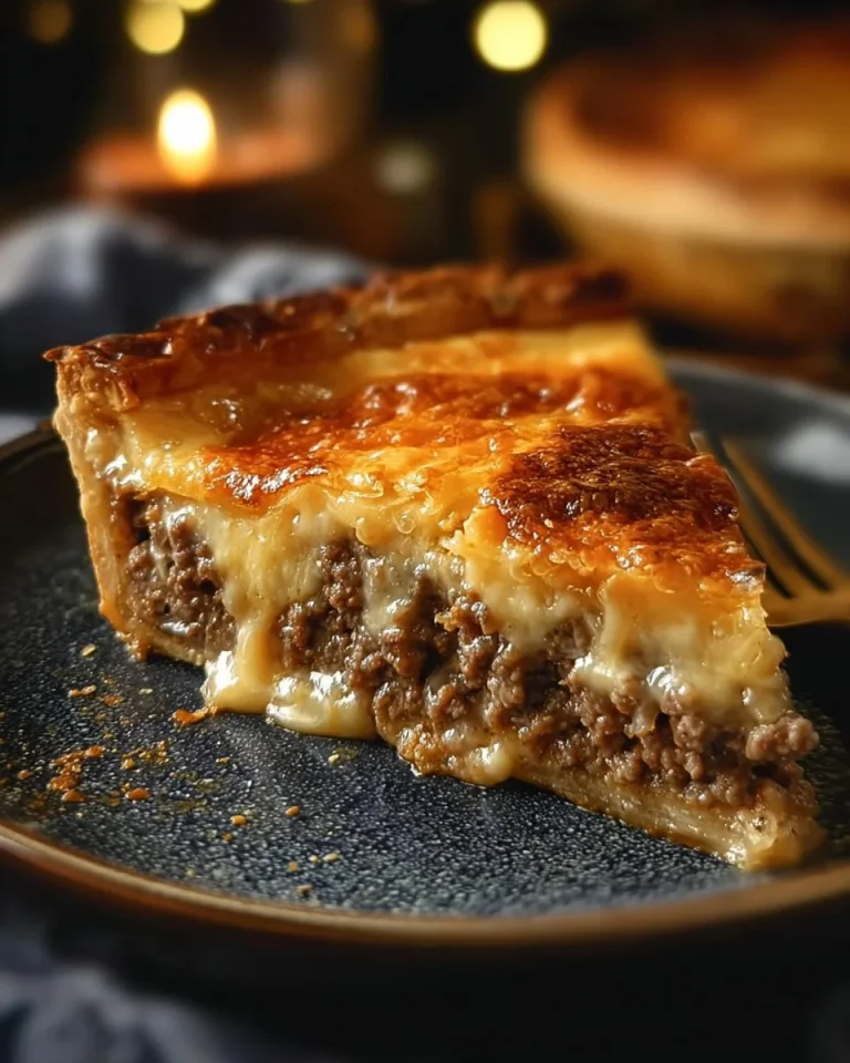 Pioneer Woman cheeseburger pie fresh out of the oven, ready to serve.