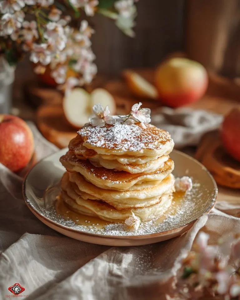 Delicious apple fritters served with powdered sugar and cinnamon.