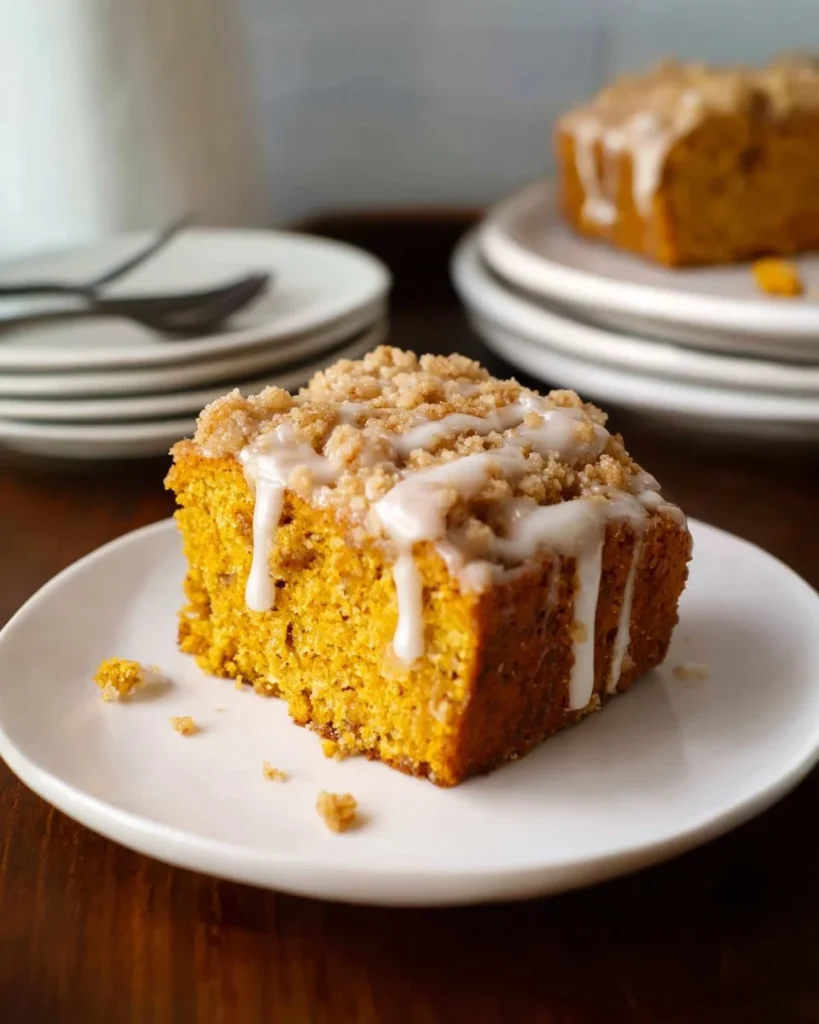 Delicious Pumpkin Coffee Cake with a sprinkle of cinnamon on top