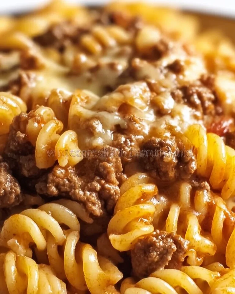 Delicious Sloppy Cheeseburger Pasta served in a bowl