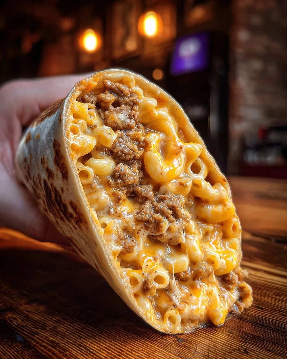 Sloppy Joe Mac Cheese Wrap featuring cheesy mac and savory Sloppy Joe filling
