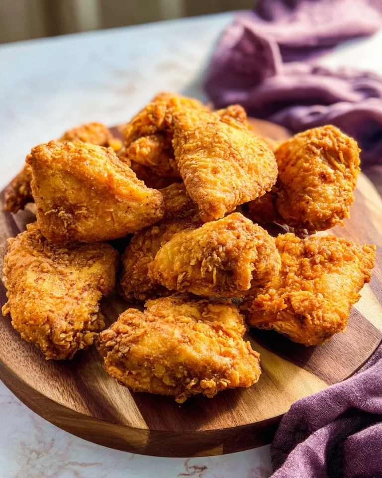 Delicious Southern fried chicken, crispy and golden brown, served on a plate.