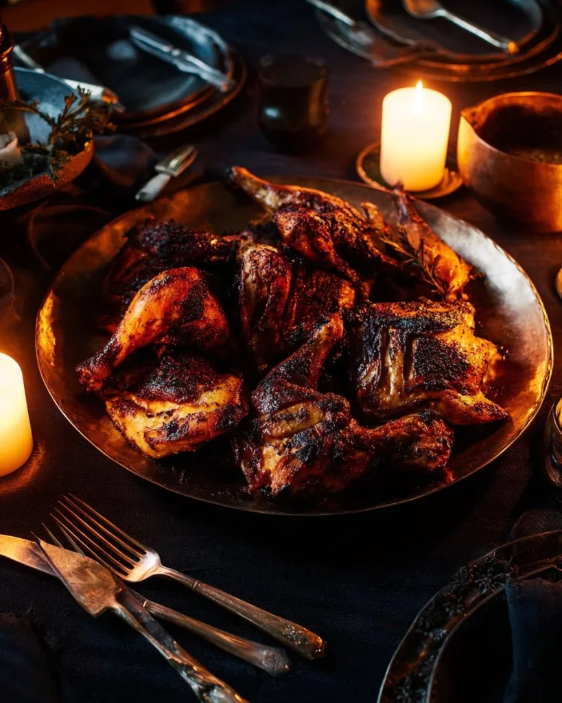 Delicious spiced buttermilk roast chicken served with herbs and spices