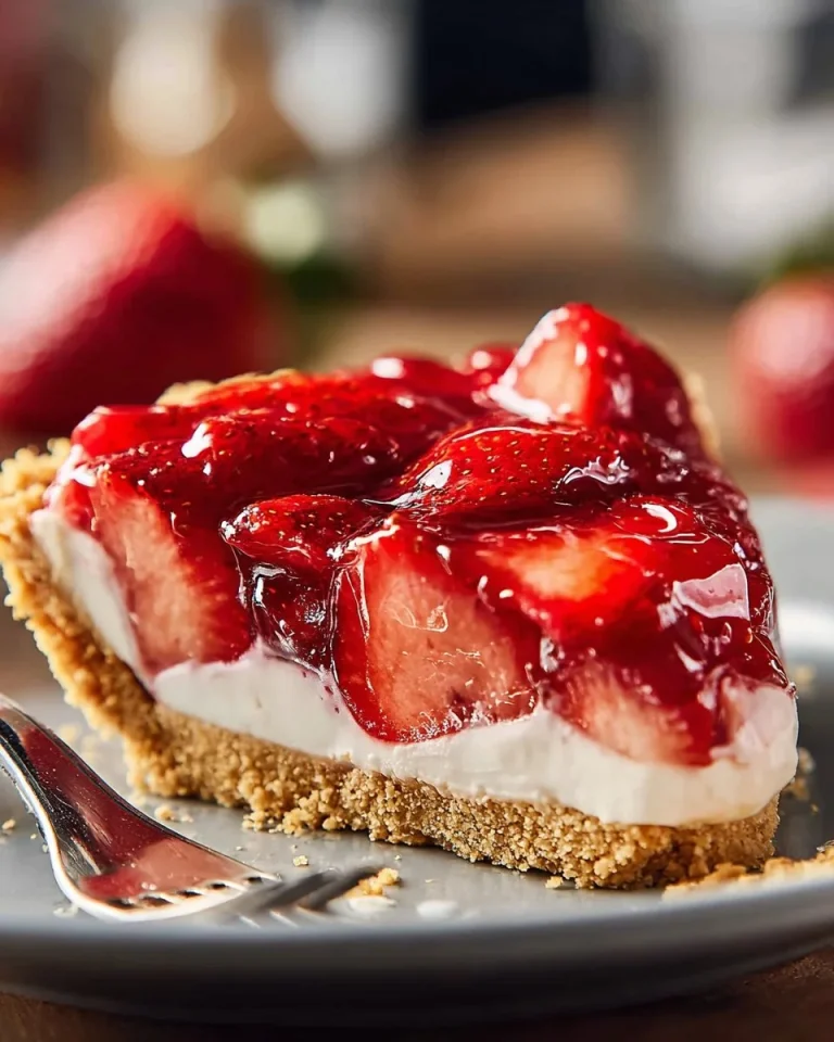Delicious Strawberry Cream Cheese Pie with fresh strawberries and cream cheese filling.