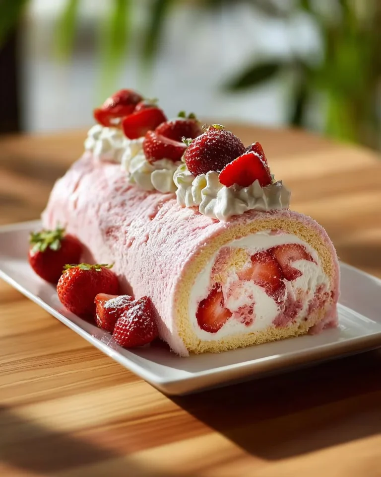 Delicious strawberry shortcake cheesecake rolls with fresh strawberries and cream filling.