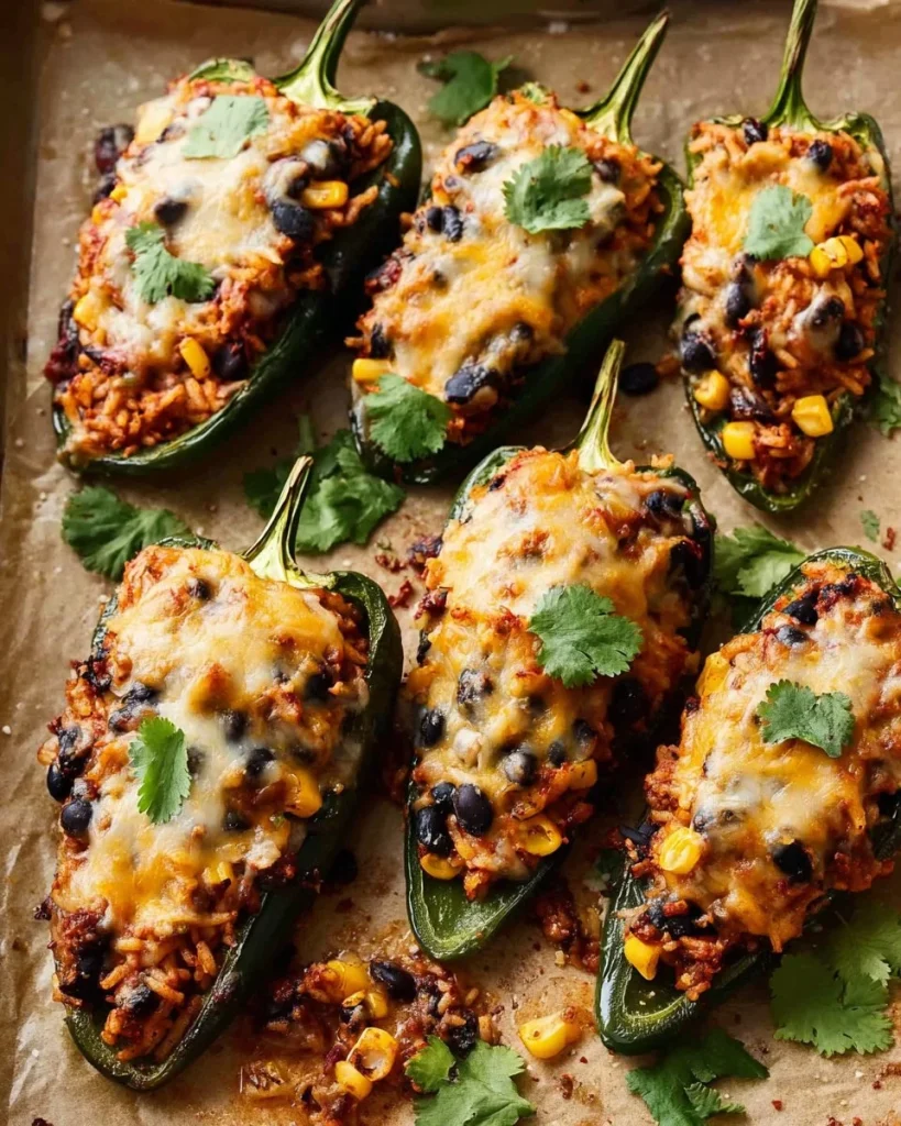 Delicious stuffed poblano peppers recipe with savory filling