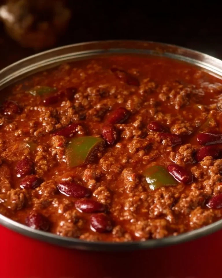 Delicious homemade chili recipe displayed in a bowl with fresh toppings