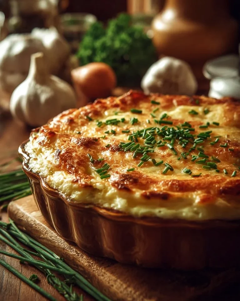 Delicious Twice Baked Potato Casserole served in a dish, topped with cheese and scallions