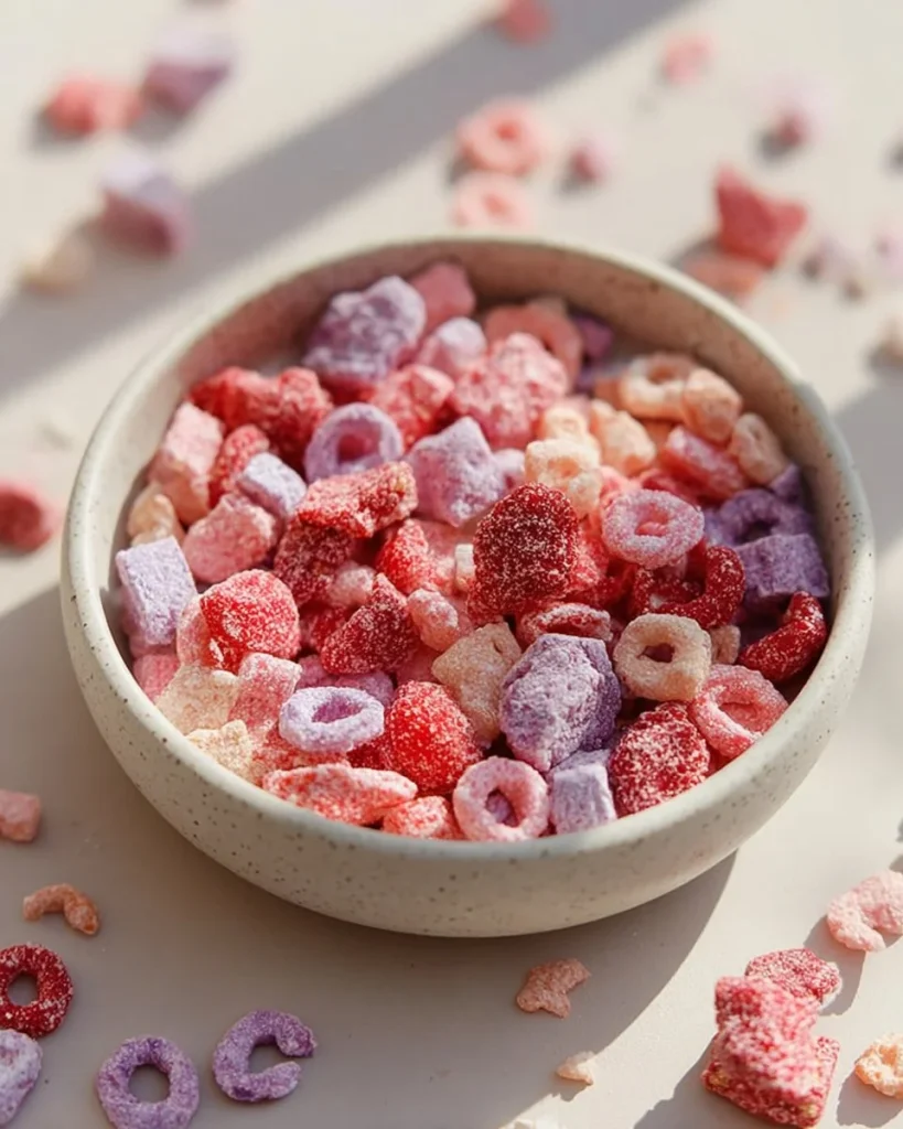Delicious Very Berry Cereal Snack featuring a mix of berries and crunchy flakes.