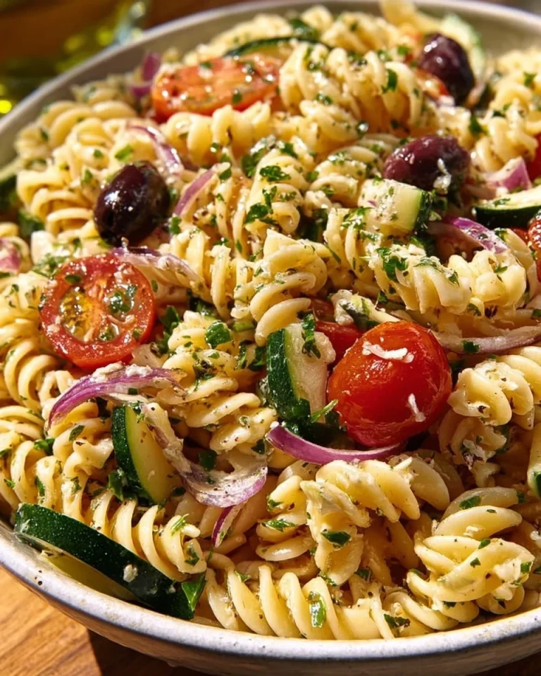 Zesty Summer Pasta Salad with fresh vegetables and herbs