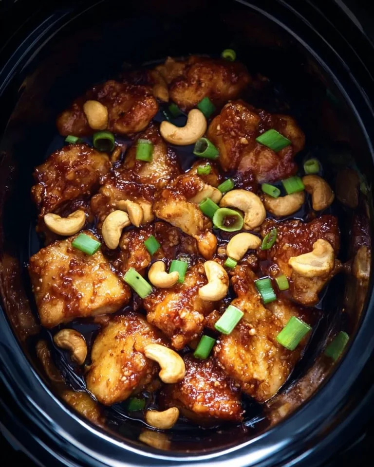 Delicious Air Fryer Cashew Chicken garnished with cashews and vegetables