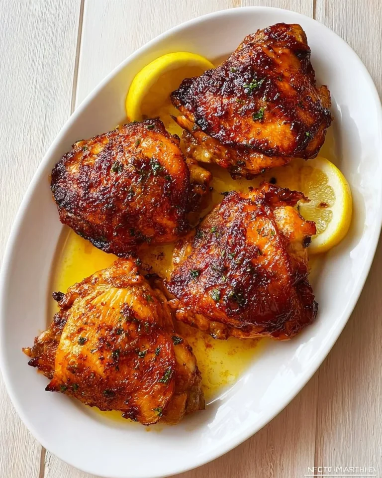 Crispy air fryer chicken thighs served with a side of vegetables