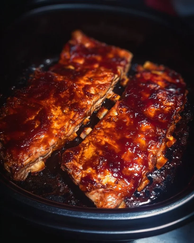 Delicious air fryer dry rub ribs ready to serve on a platter.