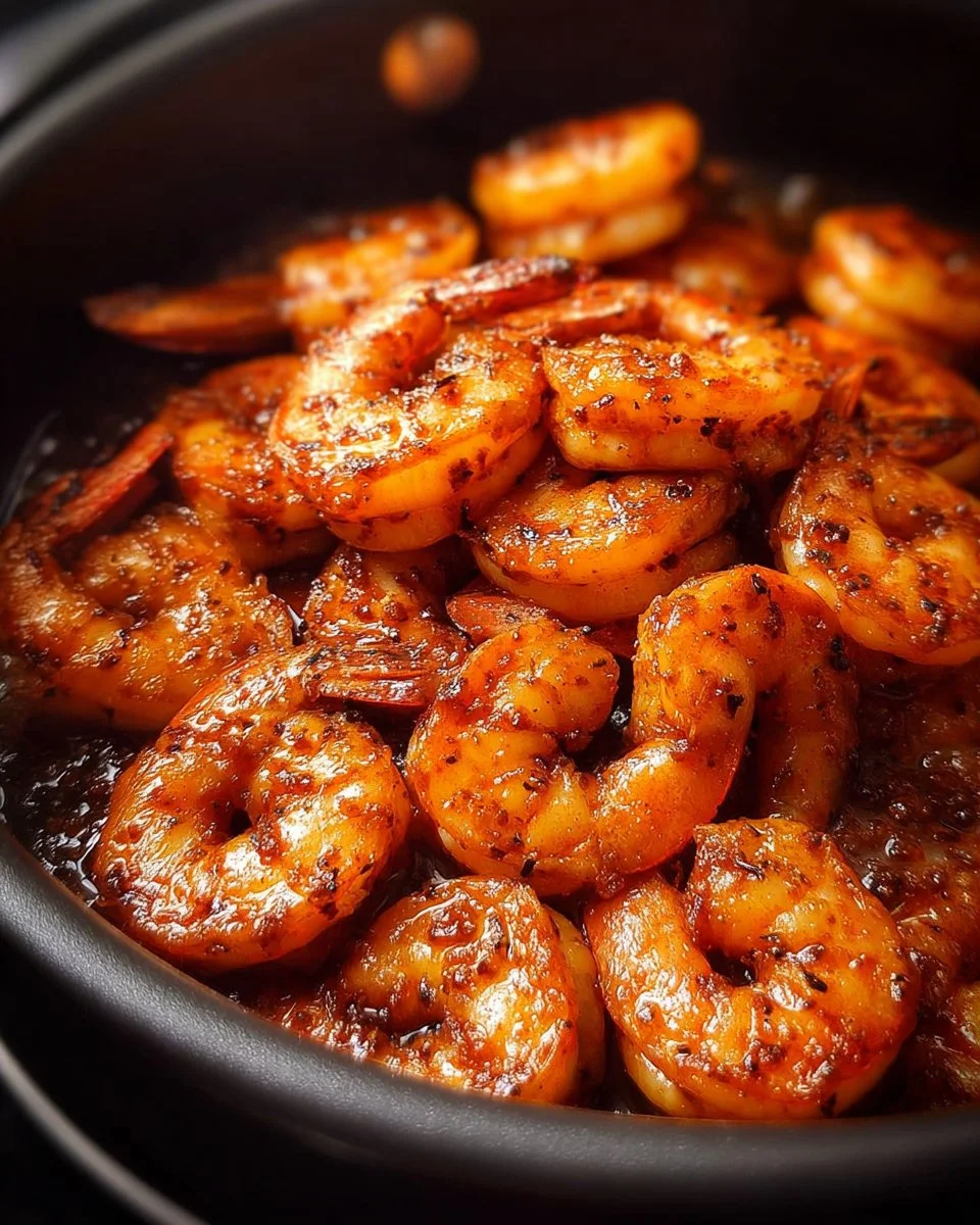 Crispy air fryer shrimp served with lemon wedges and herbs
