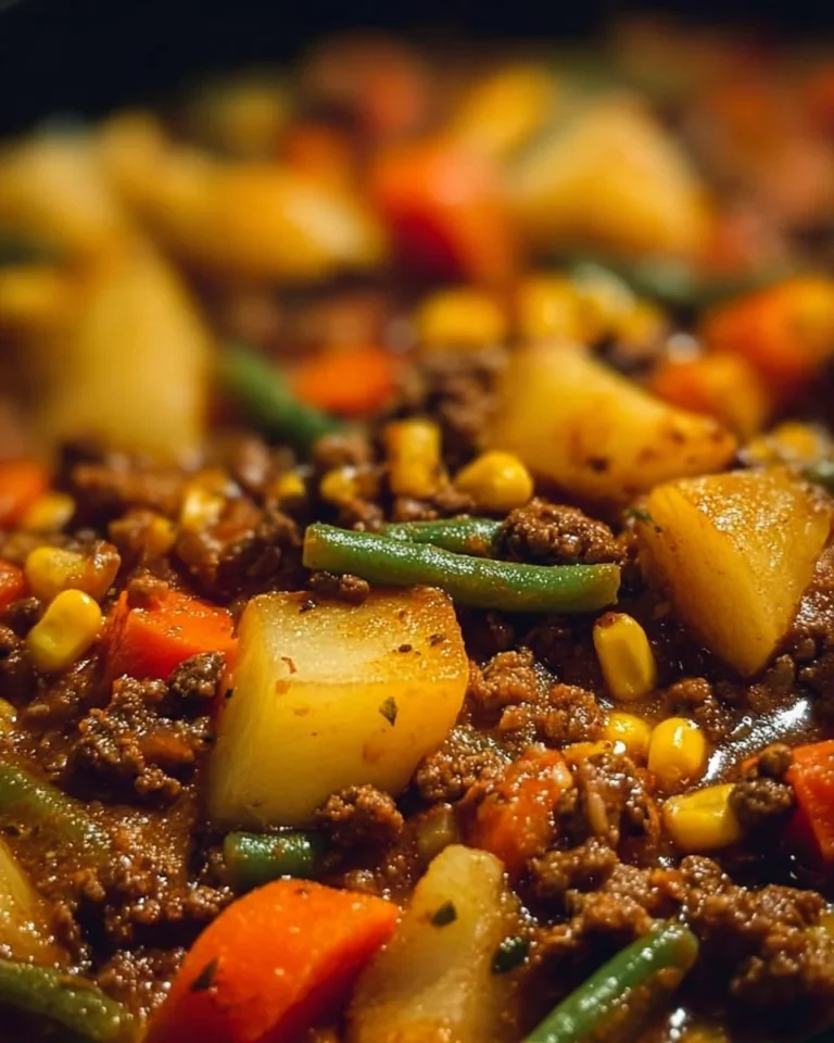 Amish Harvest Casserole with vegetables and cheese in a baked dish