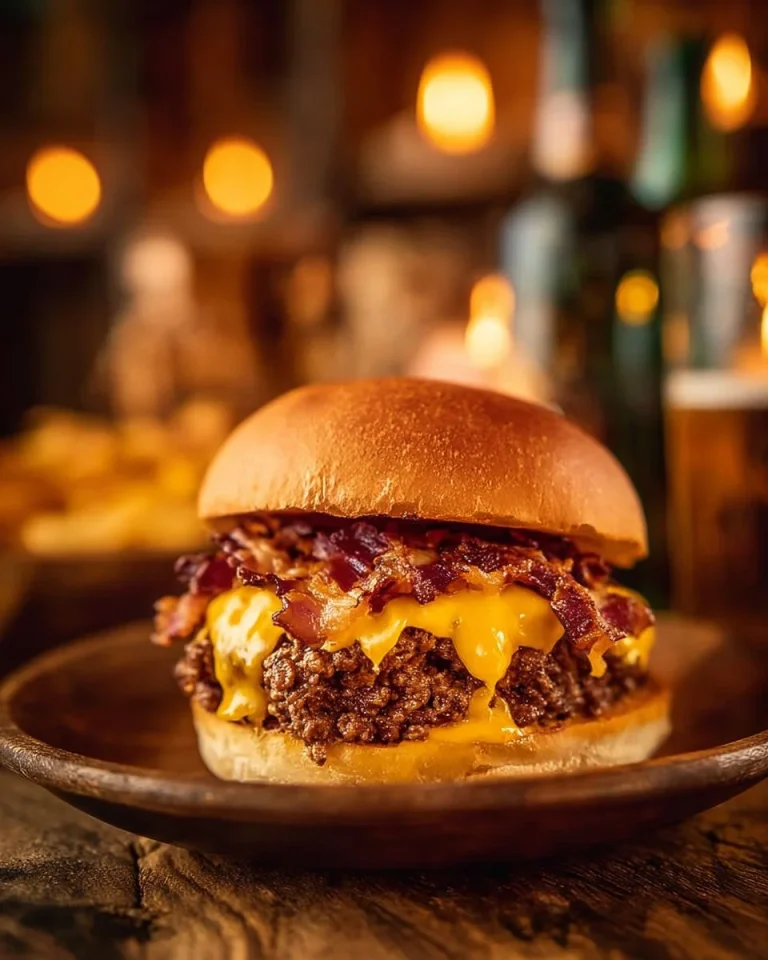 Bacon Beer Cheese Sloppy Joes served on a plate