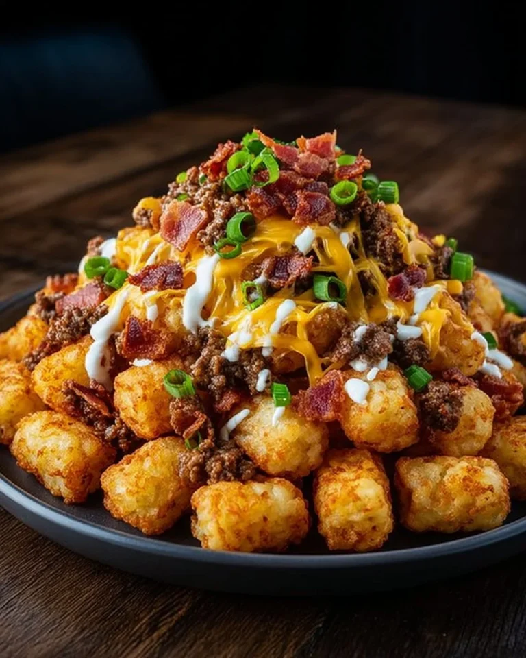 Bacon cheeseburger stuffed tots served on a plate