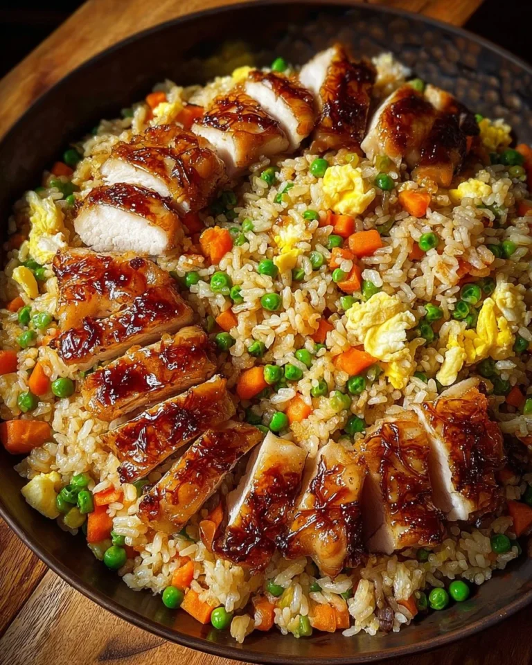 Bang Bang Chicken Fried Rice with colorful vegetables and spices