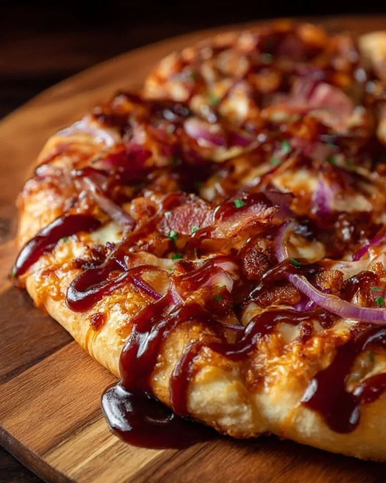 Barbecue bacon pizza with smoky sauce and crispy bacon topping