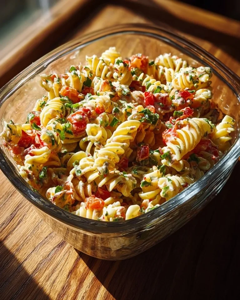 Creamy and delicious best macaroni salad in a bowl with fresh ingredients.