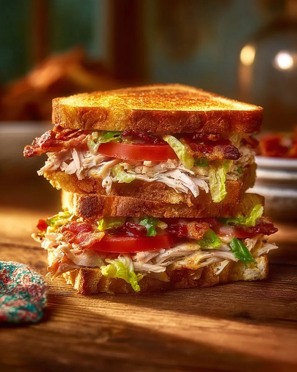 BLT Chicken Salad Sandwich with crispy bacon and fresh lettuce