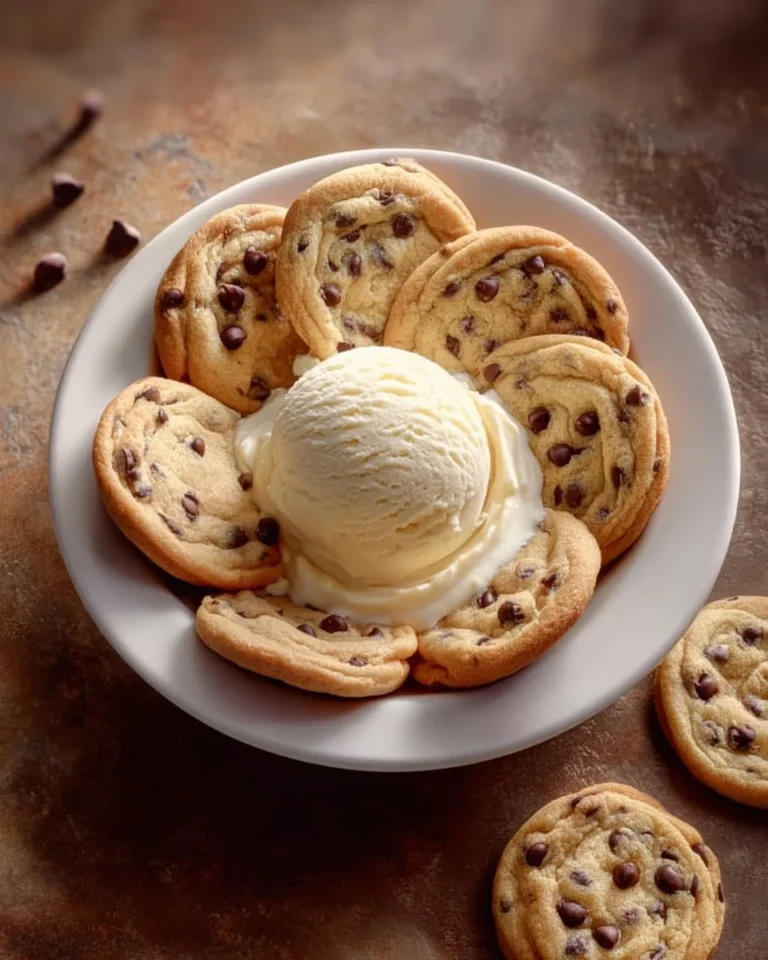 Boneless medium well cookies topped with a scoop of ice cream