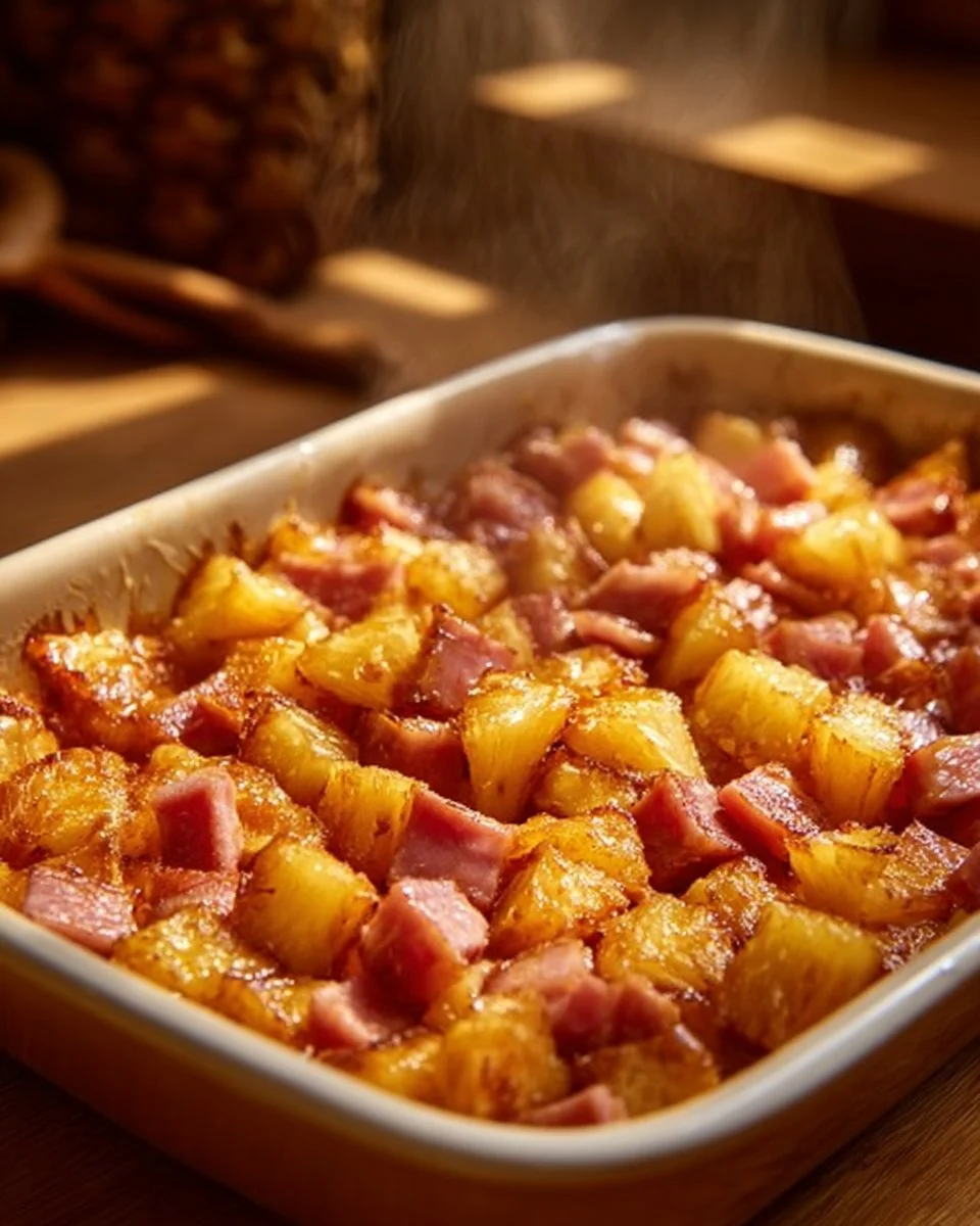 Delicious Brown Sugar Pineapple Ham Bake recipe for festive occasions.