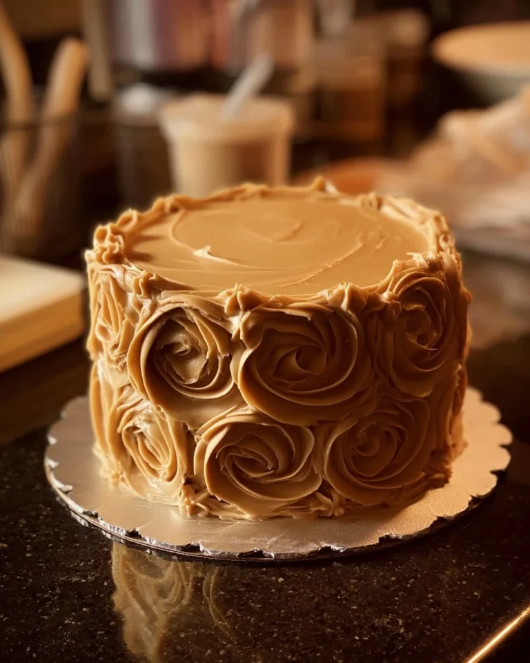 Buttermilk sour cream pound cake with Southern caramel icing on a plate