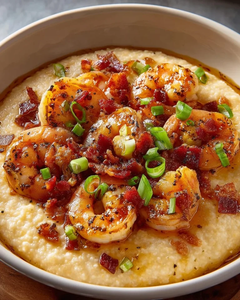 Delicious Cajun New Orleans shrimp grits served in a bowl
