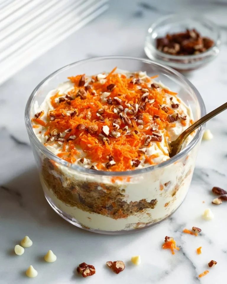 Bowl of Carrot Cake Overnight Oats topped with nuts and raisins