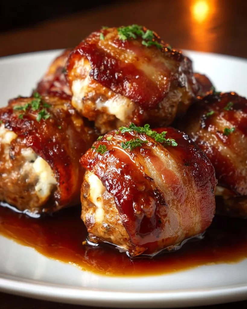 Cheddar-Stuffed BBQ Bacon Bombs ready to be grilled and enjoyed.