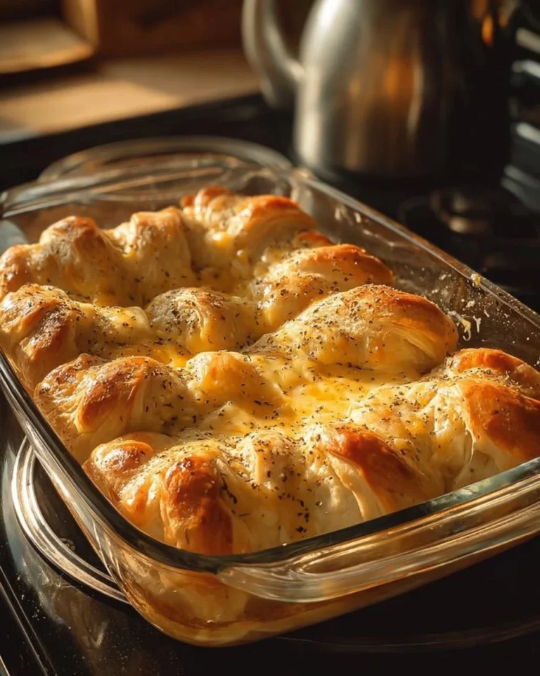 Cheesy Chicken Biscuit Casserole served in a baking dish