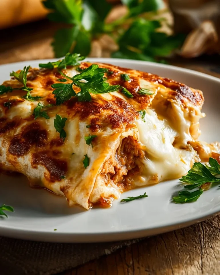 Cheesy garlic chicken wraps served on a plate with fresh herbs