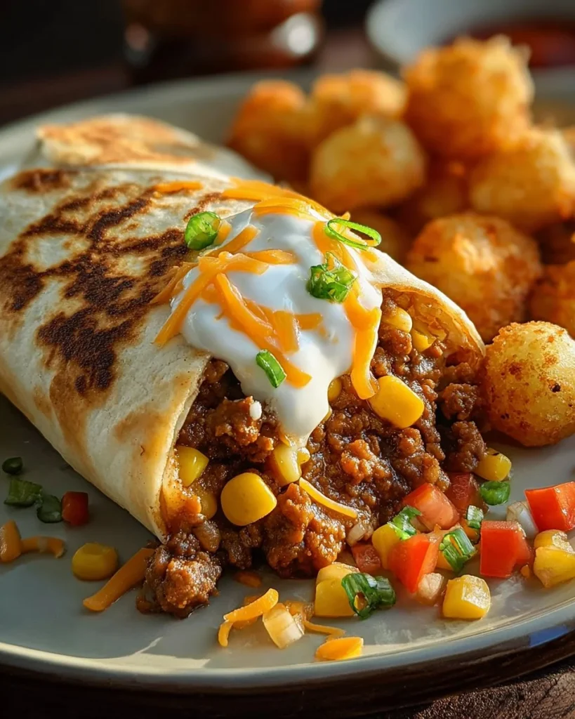 Cheesy potato burritos wrapped in tortillas on a plate.
