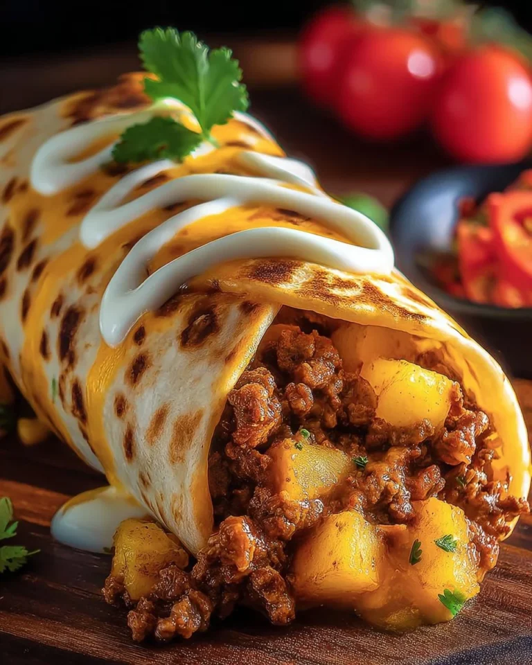 Delicious cheesy potato burritos filled with melted cheese and seasoned potatoes.